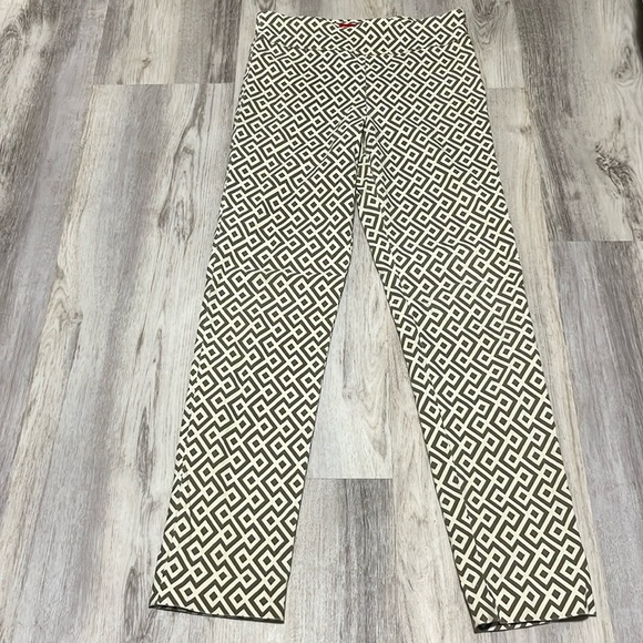 Krazy Larry Pants - Krazy Larry Brown Tan Geometric Pull On Ankle Pants 4